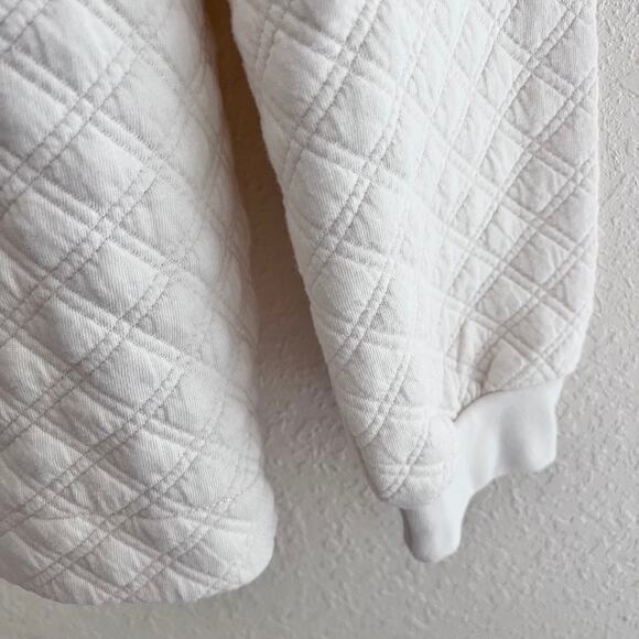 Madewell Cream Quilted Long Sleeve Pullover Hoodie Size Small - Picture 2 of 4